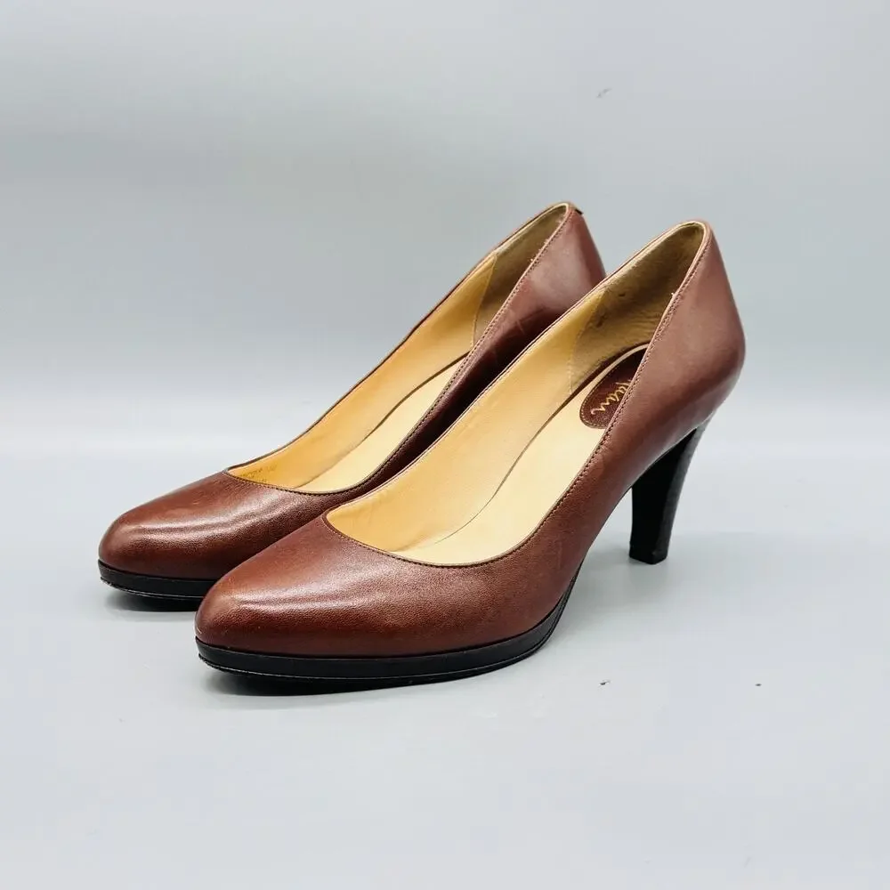 Cole Haan Shoes Womens 7.5 Brown Leather Air Cone Heel Dress Pump Vtg Y2K